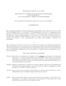 DISPOSICION TECNICA No. 017-2004 SUJETOS OBLIGADOS
