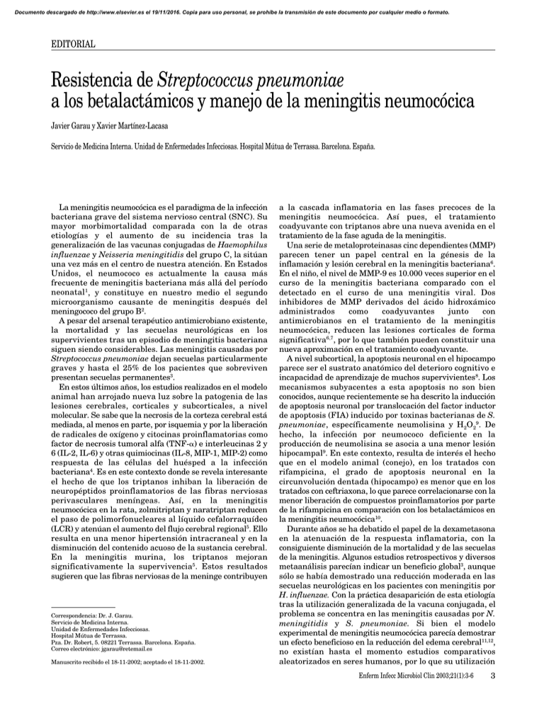 Resistencia De Streptococcus Pneumoniae A Los