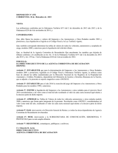 DISPOSICIÓN Nº 1552 CORRIENTES: 10 de Diciembre de 2015