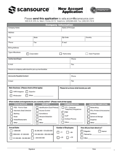 New Account Application SSLA