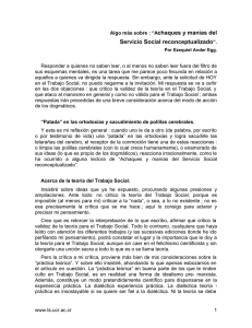 "Achaques y manías del Servicio Social reconceptualizado".