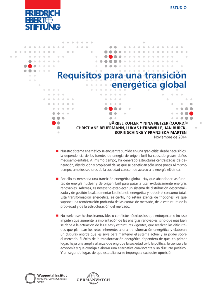 Requisitos Para Una Transición Energética Global