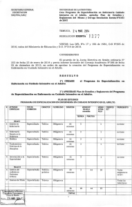 Crea Programa de Especialización en Enfermería Cuidado