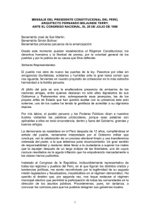 Mensaje del Presidente Constitucional del Perú