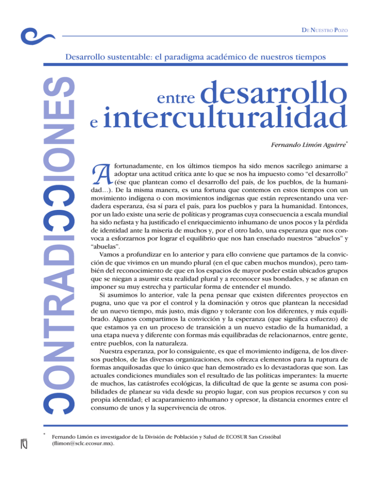 Entre Desarrollo E Interculturalidad