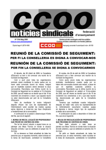 NOTICIES SINDICALS Maig 2009 (Comissió de Seguiment