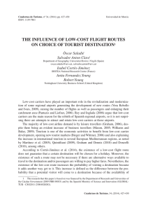 the influence of low-cost flight routes on choice of tourist destination1