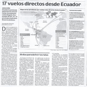 17 vuelos directos ded Ecuador
