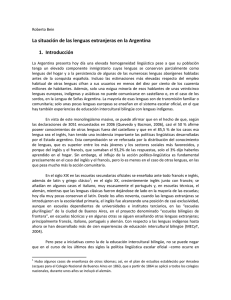 La situación de las lenguas extranjeras en la Argentina 1. Introducción