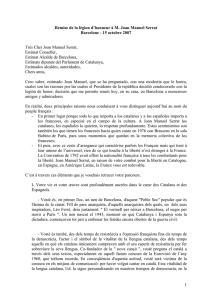 1 Remise de la légion d`honneur à M. Joan Manuel Serrat Barcelone