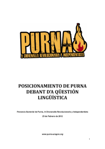 Posicionamiento de Purna debant d`a Qüestión Lingüistica