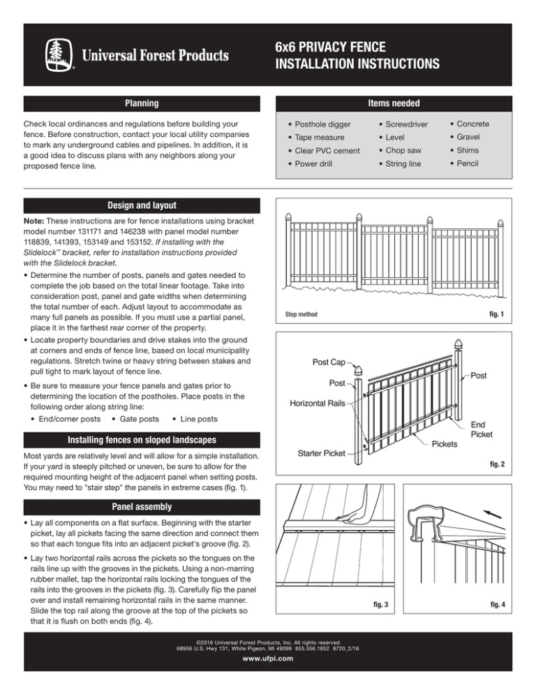 6x6 PRIVACY FENCE INSTALLATION INSTRUCTIONS