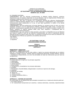 Ley Electoral y de las Organizaciones Políticas