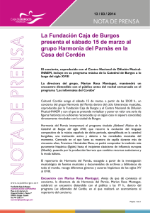 La Fundación Caja de Burgos presenta el sábado 15 de marzo al