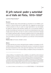 El jefe natural: poder y autoridad en el Valle del Patía, 1810