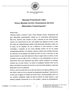 Mensaje Presentación Libro "Arturo Morales Carrión: Dimensiones