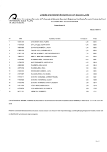 Listado provisional de alumnos con plaza en Julio