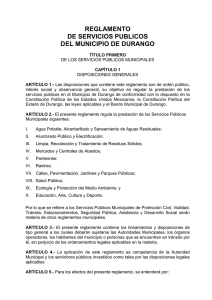 reglamento de servicios publicos del municipio de durango