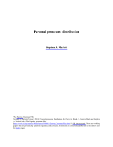 Personal pronouns: distribution