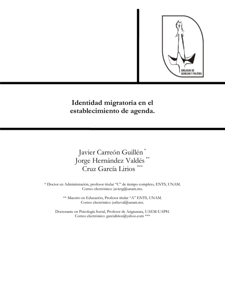 Identidad Migratoria En El Establecimiento De Agenda Javier