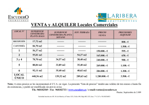 Lista de precios venta y alquiler locales A.T. La Ribera