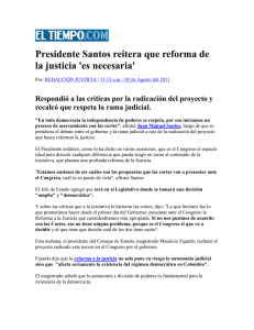 Presidente Santos reitera que reforma de la justicia `es necesaria`