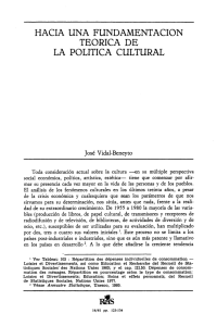 Hacia una fundamentación teórica de la política cultural. Vidal
