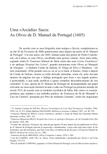 Uma «Arcádia» Sacra: As Obras de D. Manuel de Portugal (1605)