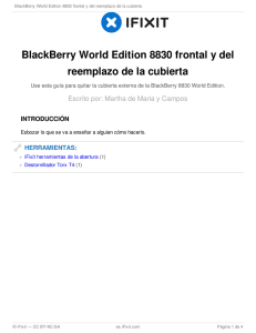 BlackBerry World Edition 8830 frontal y del reemplazo de la