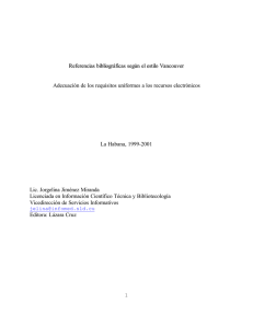 Referencias bibliogr&aacute;ficas seg&uacute;n el estilo Vancouver