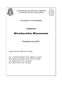 Asignatura Evolución Humana - Universidad Nacional de Córdoba