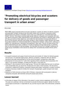 Promoting electrical bicycles and scooters for delivery of