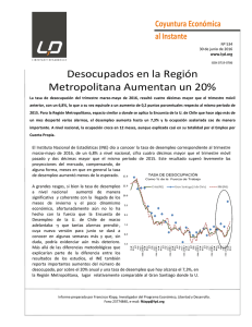 Desocupados en la Región Metropolitana Aumentan un 20%