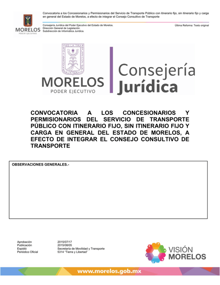 convocatoria a los concesionarios y permisionarios
