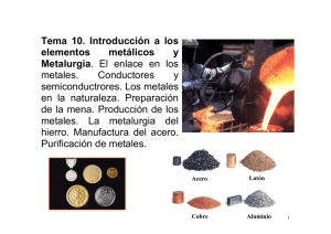 Tema 10. Introducción a los elementos metálicos y Metalurgia. El