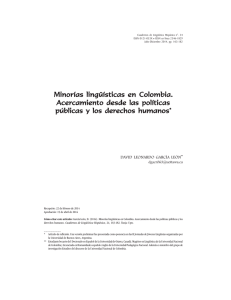 Minorías lingüísticas en Colombia. Acercamiento desde las políticas