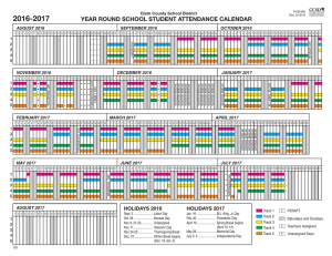 YEAR ROUND SCHOOL STUDENT ATTENDANCE CALENDAR