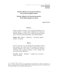 Salvador Allende en la perspectiva histórica del movimiento popular