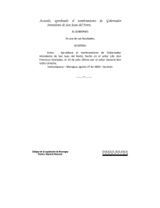 Acuerdo - Aprobando el nombramiento de Gobernador Intendente