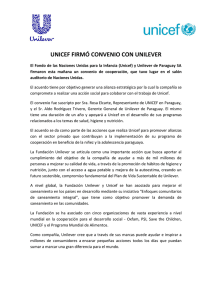 UNICEF FIRMÓ CONVENIO CON UNILEVER
