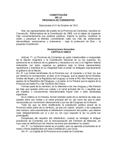 CONSTITUCIÓN DE LA PROVINCIA DE CORRIENTES Sancionada