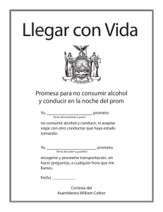 Promesa para no consumir alcohol y conducir en la noche del prom