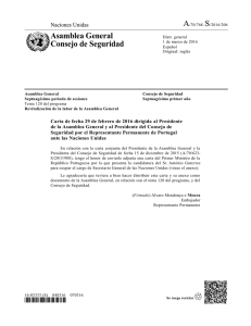 Letter of nomination of the candidature of António Guterres for UN SG