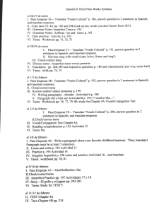 Spanish II Third Nine Weeks Syllabus