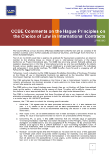 CCBE Comments on the Hague Principles on the Choice of Law in