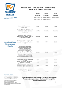 Lista de precios 2016 - Camping panoramico Fiesole