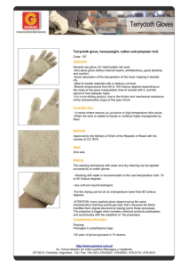 Terrycloth glove, heavyweight, cotton and polyester knit.