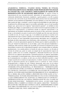 apariencia jurídica. cuando dicha teoría se utiliza intencionalmente