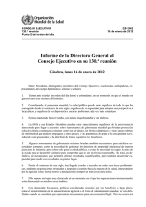 Informe de la Directora General al Consejo Ejecutivo en su 130.ª