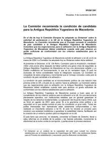 La Comisión recomienda la condición de candidato